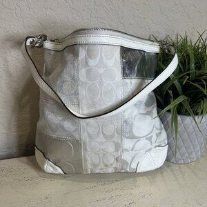 COACH (2008) GRAY WHITE Silver Patchwork Shoulder Hobo BAG 13496